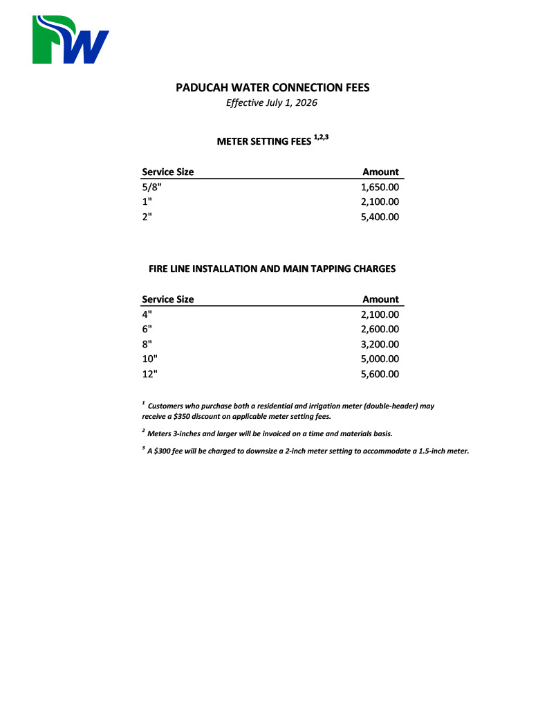 Connection Fees eff 7-1-26